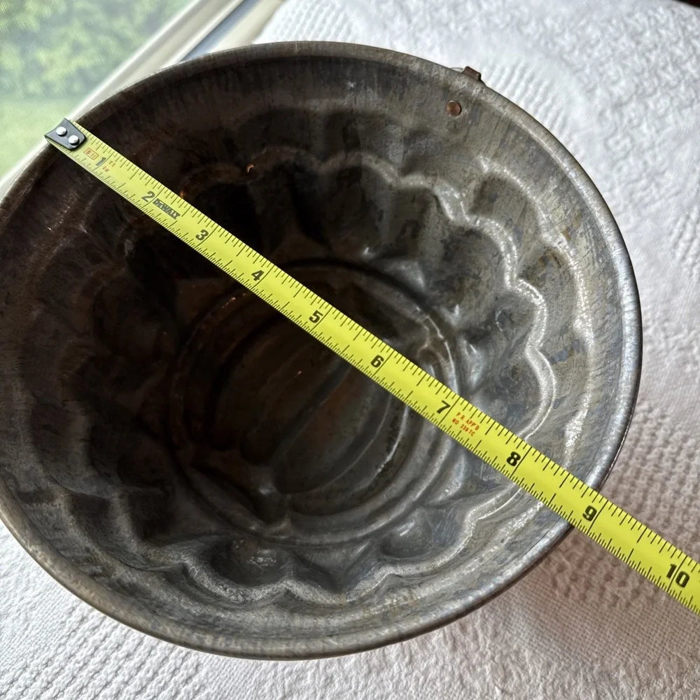 Antique Copper Pudding Jelly Mould Large Tin Lined Wall Decor